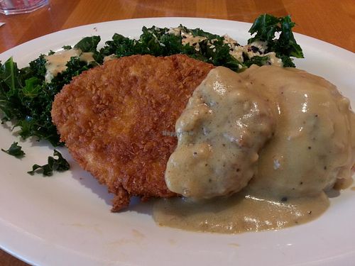 Chickn with gravy, mash potato n kale...yum! at Veggie Grill by Next Level - The Dome in Hollywood