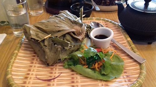 Stir fried rice in a bundle. at Non Viet Vegan in Glasgow