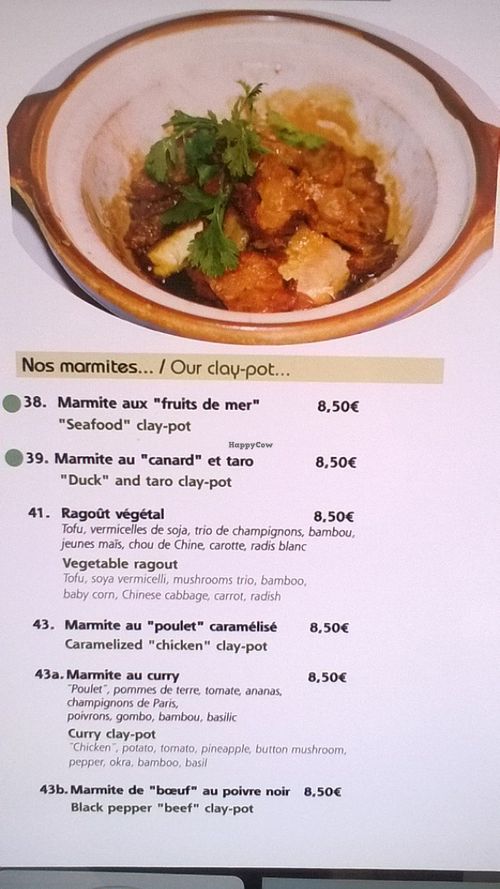 menu at Vegebowl in Paris