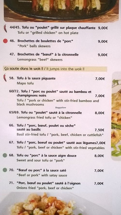 menu at Vegebowl in Paris