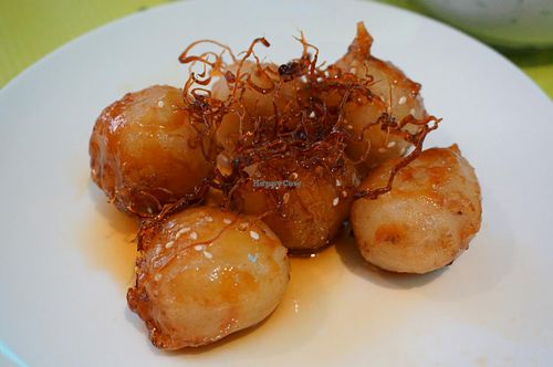 Caramelized fried banana. at Vegebowl in Paris