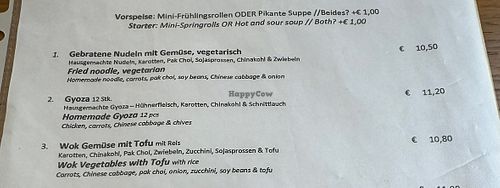 Lunch menu  at Mian in Vienna