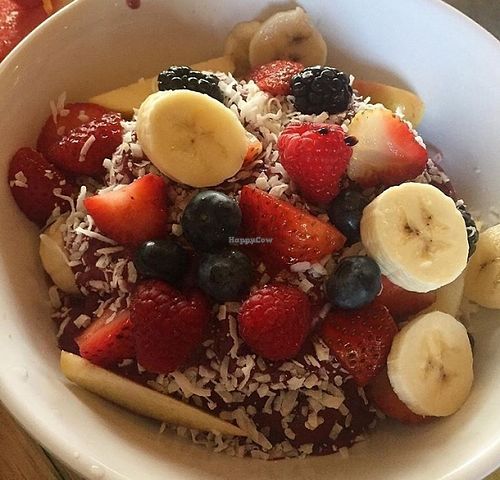 Acai Bowl with no Granola, no Bee Pollen. Can't go wrong! at Swami's Cafe in Oceanside