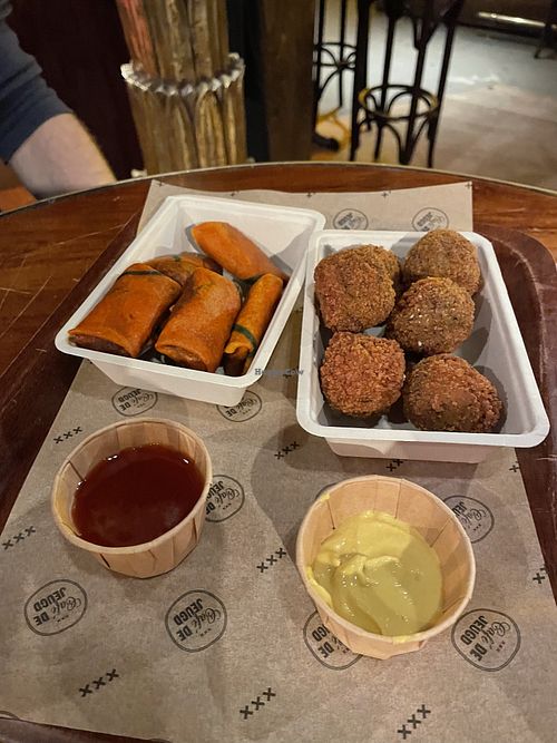 Vegan vlammetjes and vegan bitterballen   at Café de Jeugd in Amsterdam