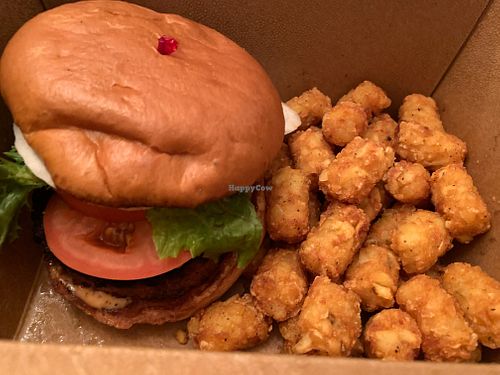 "Burger Bob" with tater tots to go at the HOOT in Columbia