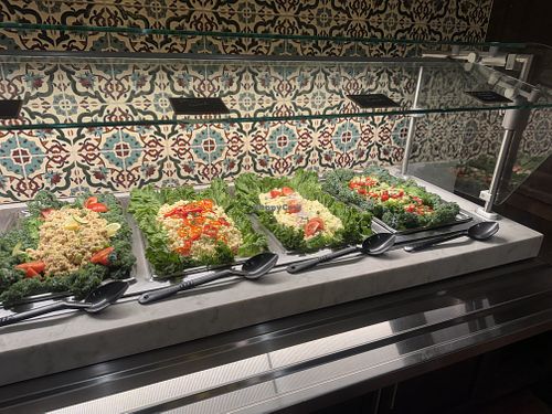 Chickpea “tuna” salad and cucumber tomato salad Vegan!  at The Ranch 1849 Restaurant in Furnace Creek