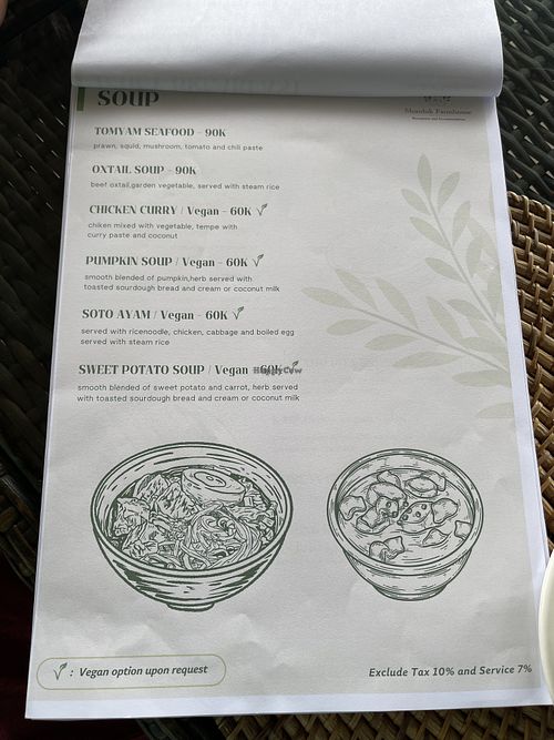 Soups Menu, Sept. 7, 2024  at Munduk Farm House in Munduk
