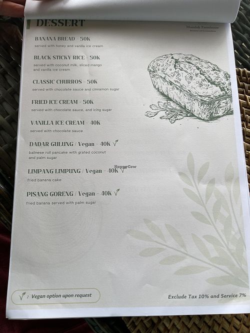 Dessert Menu, Sept. 7, 2024  at Munduk Farm House in Munduk