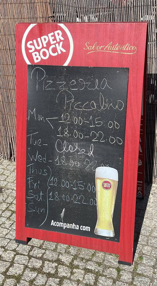 Aktuelle Öffnungszeiten   at Pizzeria Piccolino in Zambujeira Do Mar