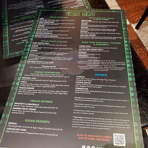 Huge vegan menu! at Slice of Vegas Pizza in Las Vegas