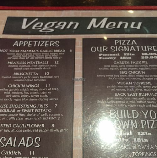 menu at Slice of Vegas Pizza in Las Vegas