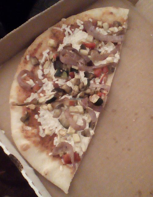 1/2 of the basic vegan pizza, delivered to my hotel. at Slice of Vegas Pizza in Las Vegas