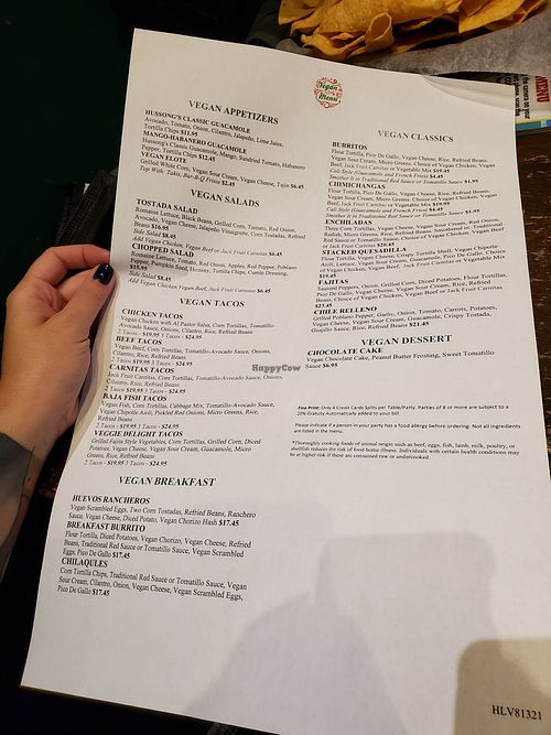 Huge vegan menu! at Hussong's Cantina - Mandalay Bay Shoppes in Las Vegas