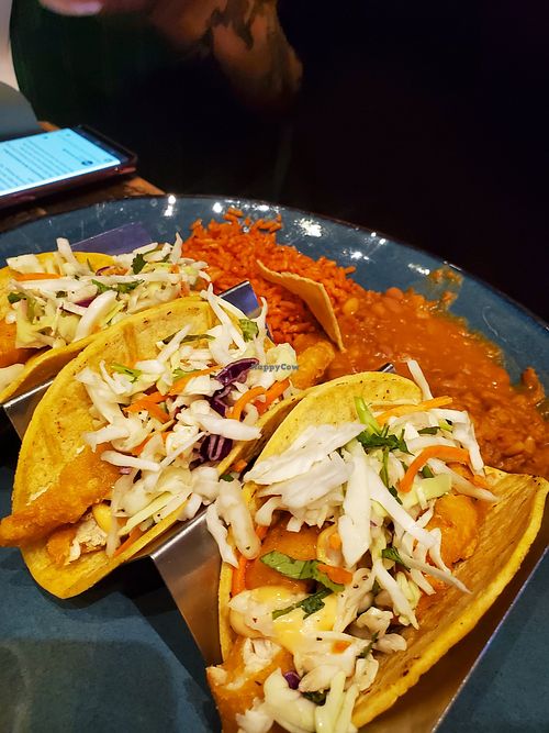 Vegan Baja "fish" tacos at Hussong's Cantina - Mandalay Bay Shoppes in Las Vegas