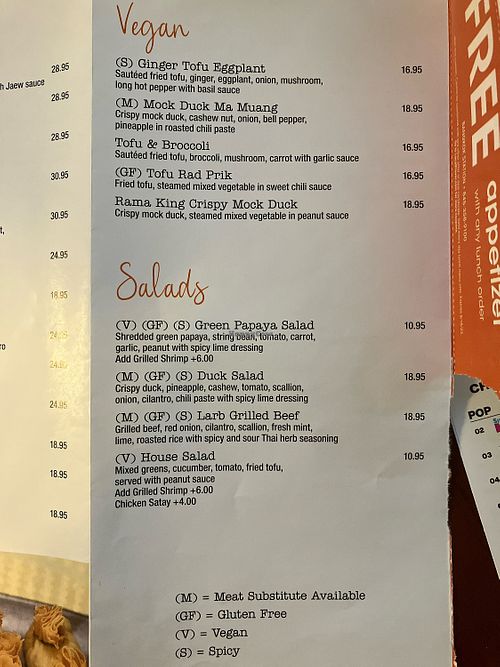 Vegan on takeout menu. Also has vegan soup and curries can be vegan    at Bangkok Station in Nyack