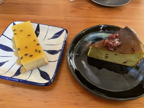 Passion fruit cheesecake and Yu deli cheezecake  at Yu Dei 余地 in Kowloon