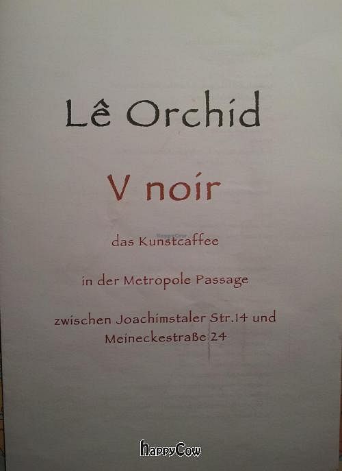 LÃª Orchid V Noir menu, page 0 at Le Orchid V Noir in Berlin