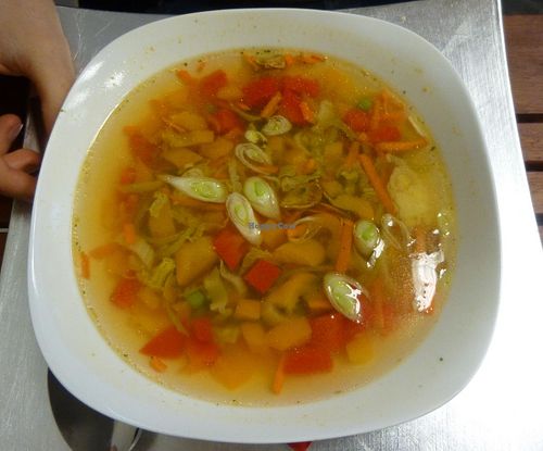 Vegetables soup at Le Orchid V Noir in Berlin