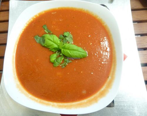 Tomato-Basil-soup at Le Orchid V Noir in Berlin