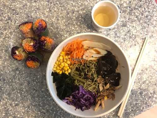 Veggie Mama Rice Paper Rolls and Korean Style Noodles at Veggie Mama in Kowloon