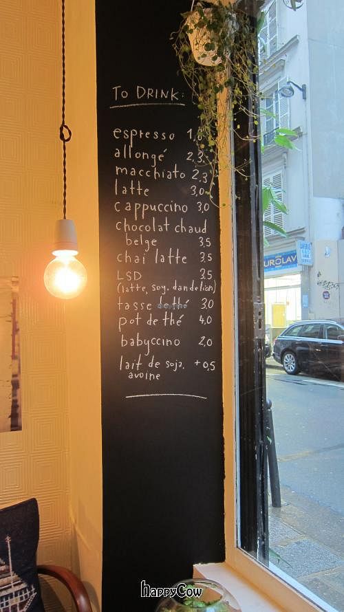 The drinks menu at Tuck Shop. at Tuck Shop in Paris