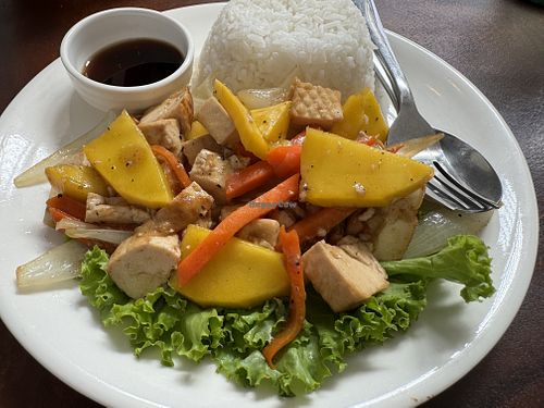 Mango tofu stirfry  at Pu Rock Cafe in Phnom Penh