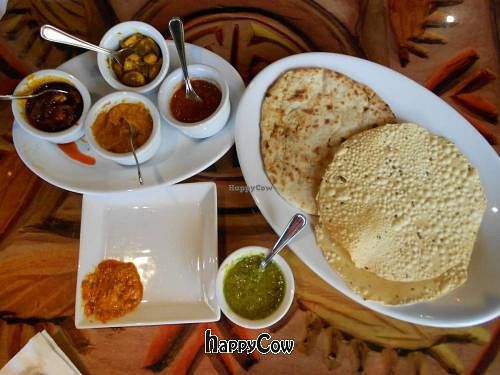 Vegan Indian bread sampler with dips at Sanaa at Sanaa in Lake Buena Vista