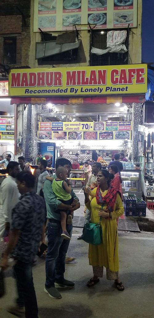 Ourside at Madhur Milan Cafe in Varanasi