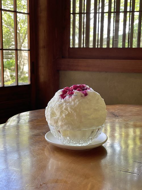 Shaved ice Fujiyama  at Rokaku Tea House - Hexagon Cafe  in Miyajima