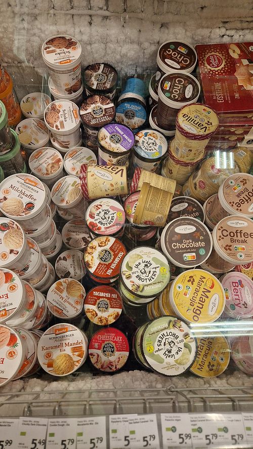 Some of the ice creams at denn's Biomarkt in Flensburg
