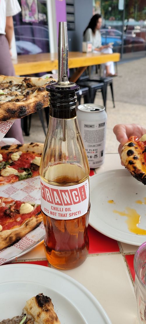 Great Chilli oil at Franc Jr's Famous Pizzeria in Coolangatta