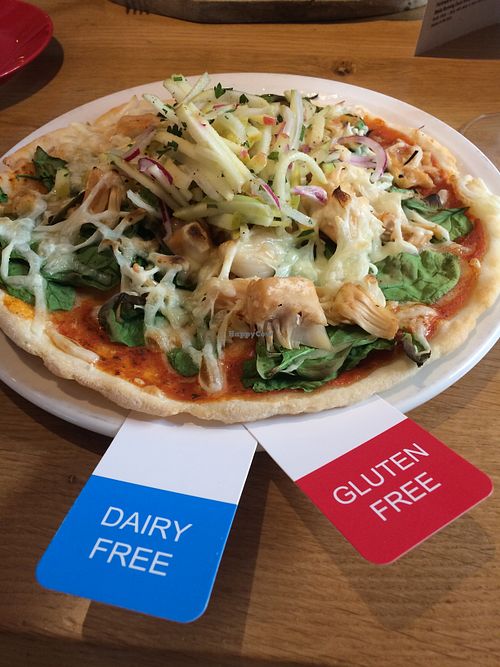 Vegan & GF BBQ jackfruit pizza at Dough Pizza Kitchen in Manchester