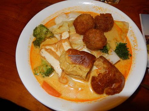 Laksa bowl with [?] at Aunty Mena's in Wellington