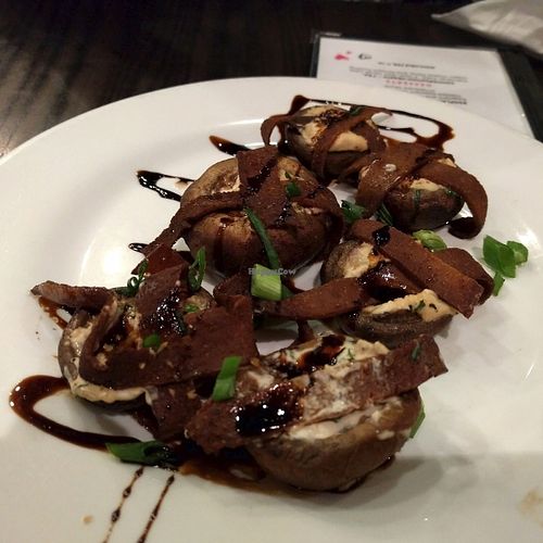 Seitan bacon wrapped stuffed mushrooms. at The Chicago Diner - Logan Square in Chicago