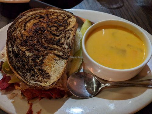Radical Reuben with soup as the side at The Chicago Diner - Logan Square in Chicago