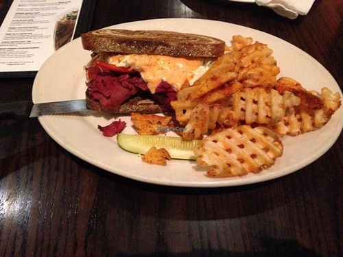Radical Reuben with waffle fries at The Chicago Diner - Logan Square in Chicago