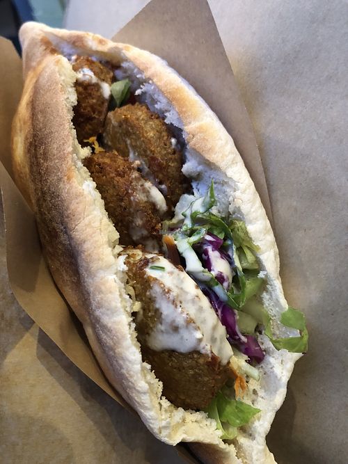 Falafel with fresh vegetables and tahini  at Kebaba in Patras