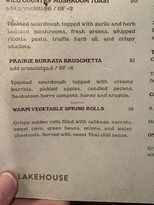 Spring Roll Description   at Lakehouse in Wasagaming
