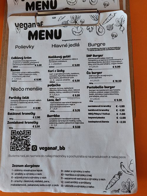 Menu 11/2024 at veganaf in Banska Bystrica