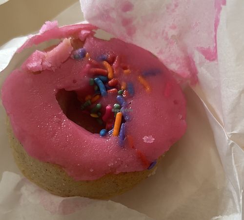 Strawberry donut.  at Mister Nice Guy's Bakeshop in Ascot Vale