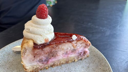 Raspberry and white chocolate “cheesecake"  at Mister Nice Guy's Bakeshop in Ascot Vale