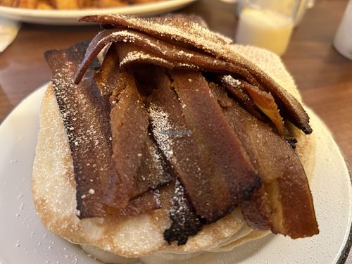 Bacon pancakes   at Dimpsy's Diner in Plymouth