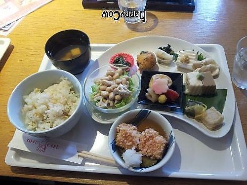 set meal with lots of tasty dishes. at Tofu Cafe Fujino in Kyoto