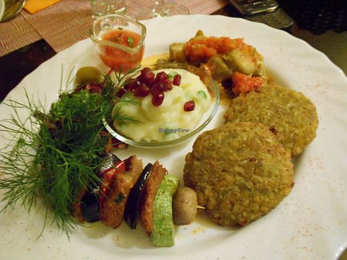 delicious dish with proteines at Coffeehouse Frida in St Petersburg