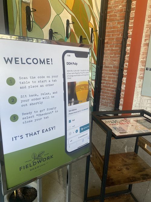 Ordering Instructions and SL Restaurant Week Signage  at Fieldwork Brewing Company in San Leandro