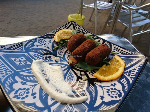 Mushroom and spinach croquettes with aioli (vegan) at Arte y Sabor in Sevilla