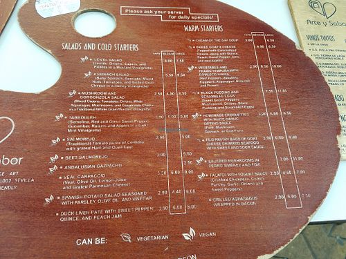 Menu April 2019 at Arte y Sabor in Sevilla