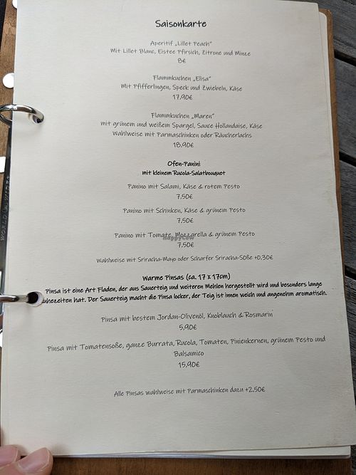 Seasonal Menu July 2025 "Pinsa with Jordan-Olive Oil, Garlic and Rosemary" was vegan too at Altes Pfarrhaus Monreal in Monreal