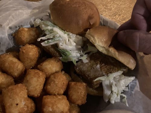 Tofu sliders and tots   at Thinking Man Tavern in Decatur