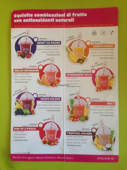 Fruit smoothie menu at L Edy Pizza in Ponte Tresa